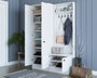 Hanah Home M11 - 1567 Recibidor estilo escandinavo con almacenamiento, cajón, estantes y perchero, Blanco, 119.6x182.8 cm